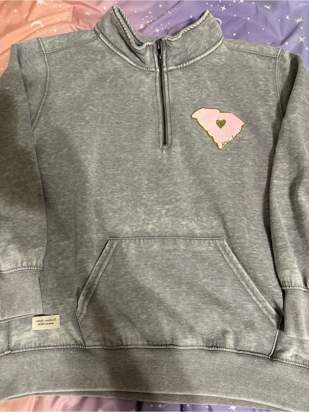 Simply Southern Heather Gray Pullover with Branded Patch